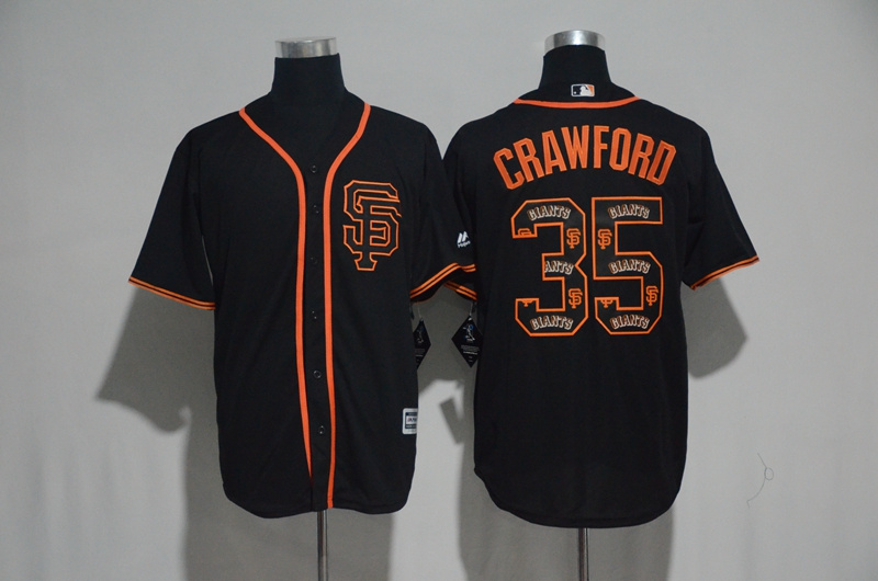 2017 MLB San Francisco Giants #35 Crawford Black Fashion Edition Jerseys